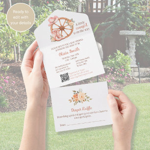 Einladung zur Cowgirl-Baby-Party mit QR-Code