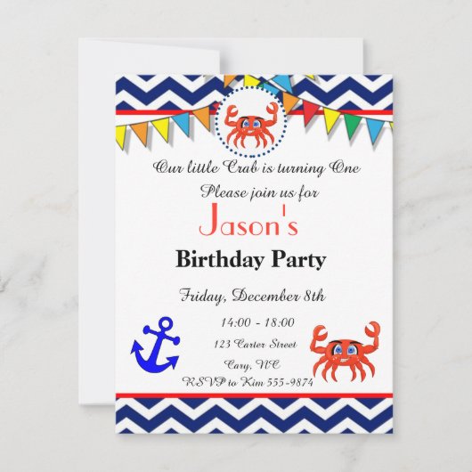 Einladung zur Crab-Illustration (Vorderseite)