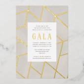 Einladung zur Creme Geometric Gala Gold Foil (Vorderseite)