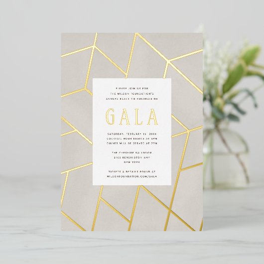 Einladung zur Creme Geometric Gala Gold Foil (Stehend vorne)