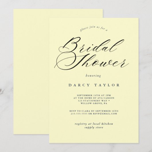 Einladung zur cremefarbenen Brautdusche (Vorne/Hinten)