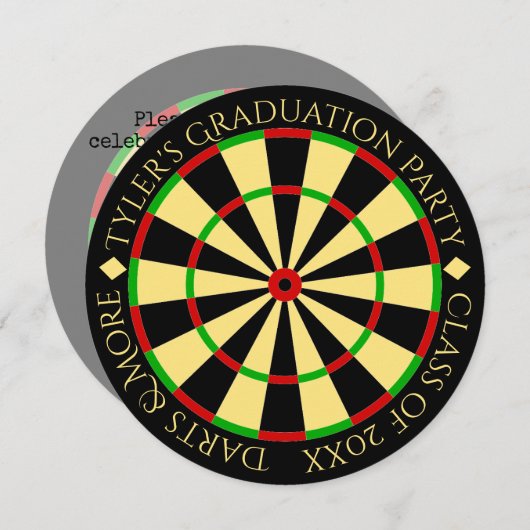 Einladung zur Dartboard Theme Graduation Party (Vorne/Hinten)