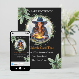 Einladung zur digitalen Hexe   Halloween Mobile Pa