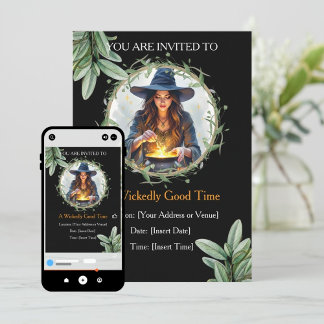 Einladung zur digitalen Hexe | Halloween Mobile Pa