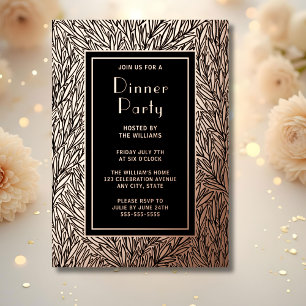 Einladung zur Dinnerparty Botanische schwarze eleg