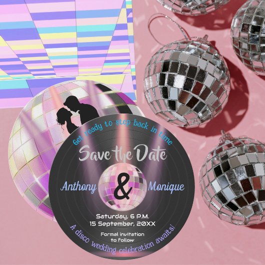 Einladung zur Disco-Save-the-Date-Feier zum Anpass