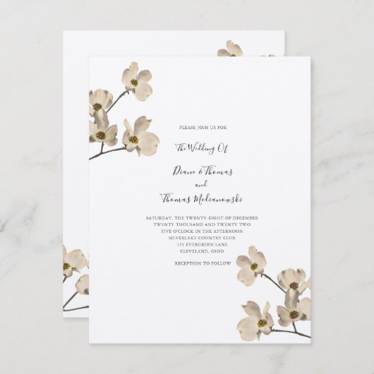 Einladung zur Dogwood-Hochzeit (Vorne/Hinten)