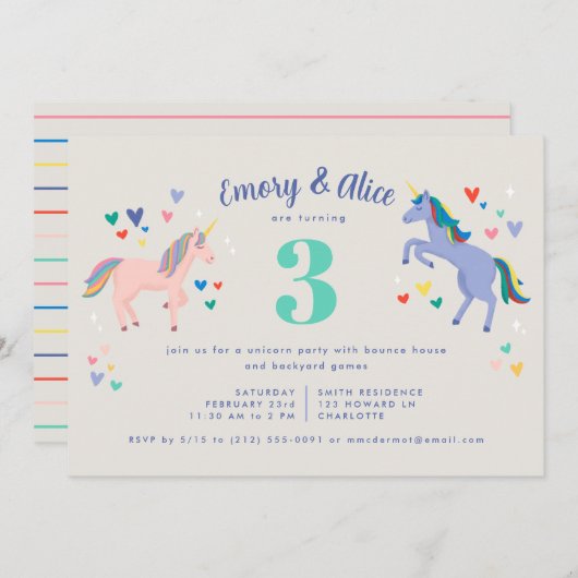 Einladung zur Doppelgeburt von Unicorn (Vorne/Hinten)