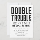 Einladung zur Doppeltrouble Twin Baby Dusche (Vorderseite)
