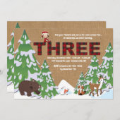 Einladung zur dritten Geburtstagsparty im Winter (Vorne/Hinten)