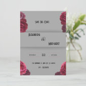 Einladung zur dunkelroten und beigen Hochzeit (Stehend Vorderseite)