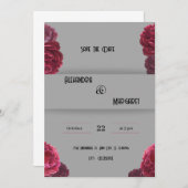 Einladung zur dunkelroten und beigen Hochzeit (Vorne/Hinten)