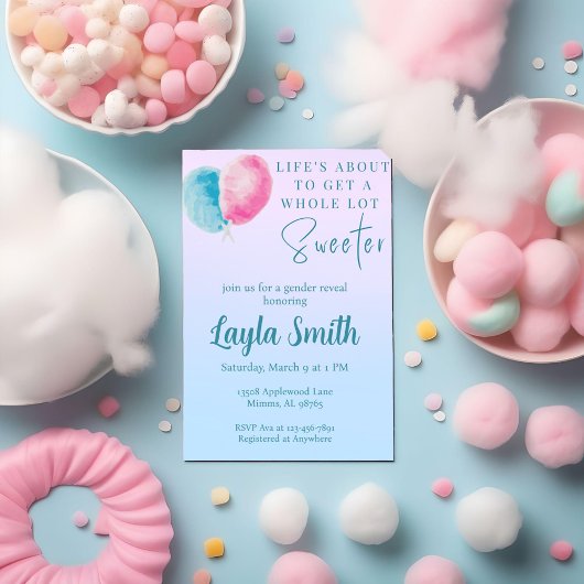 Einladung zur Dusche aus rosa und blauer Baumwolle