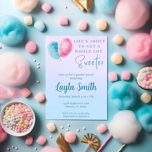 Einladung zur Dusche aus rosa und blauer Baumwolle