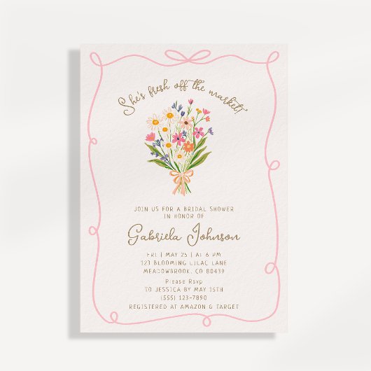 Einladung zur Dusche aus rosa Whimsical Wavy Frame