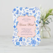 Einladung zur Dusche "Blue Bridal" (Stehend Vorderseite)