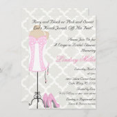 Einladung zur Dusche in Pink & White Lingerie Brid (Vorne/Hinten)