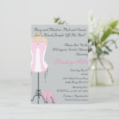 Einladung zur Dusche in Pink & White Lingerie Brid (Stehend Vorderseite)