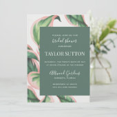 Einladung zur Dusche in rosa und grünem tropischem (Stehend Vorderseite)