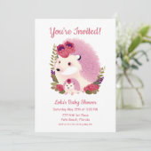 Einladung zur Dusche - Mami- und Baby-Girl-Igel (Stehend Vorderseite)