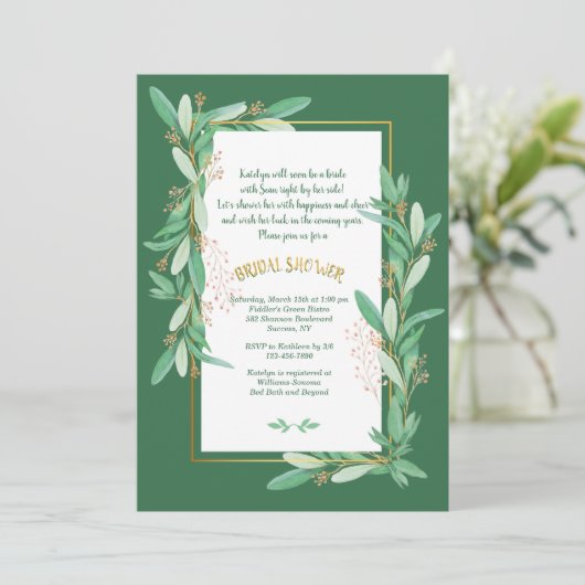 Einladung zur Dusche mit grünen Rahmen (Stehend Vorderseite)