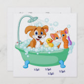 Einladung zur Dusche/Niedliche Katze und Hunde (Vorne/Hinten)