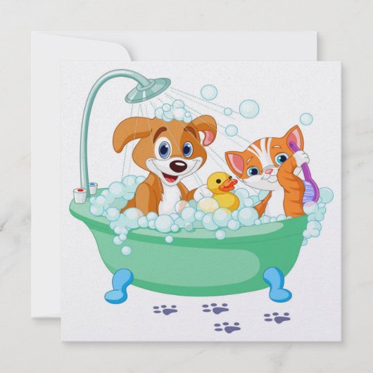 Einladung zur Dusche/Niedliche Katze und Hunde (Vorderseite)