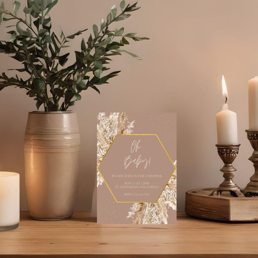 Einladung zur Dusche von neutralem Tone Boho Pampa