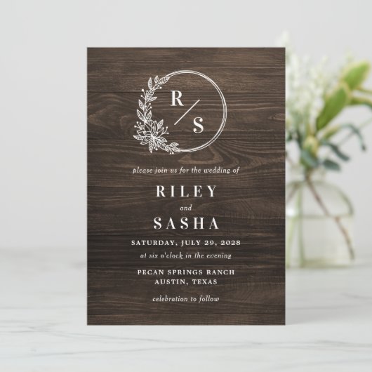 Einladung zur Einberufung einer Rustikalen Monogra (Stehend Vorderseite)