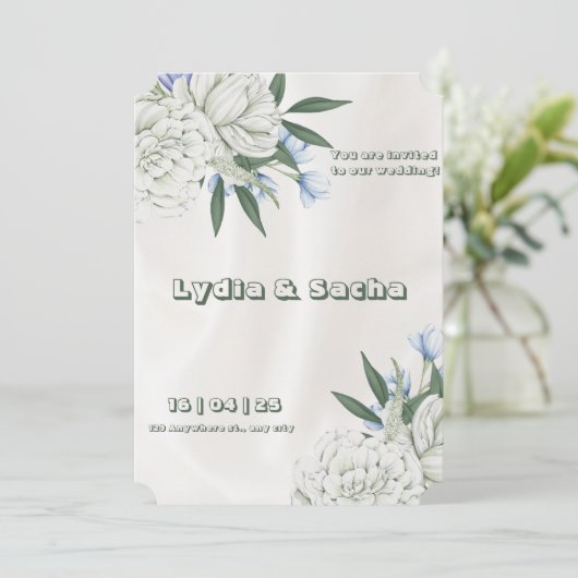 Einladung zur einfachen Beige-Hochzeit (Stehend Vorderseite)