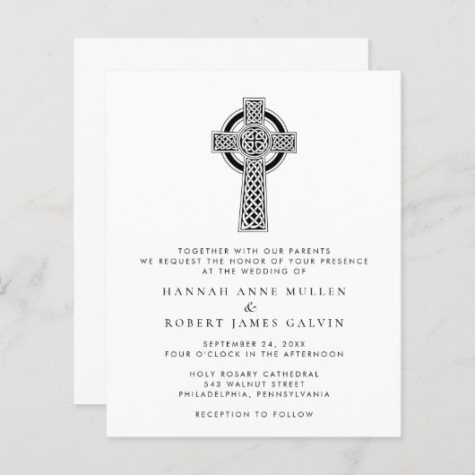Einladung zur einfachen Celtic Cross Hochzeit (Vorne/Hinten)