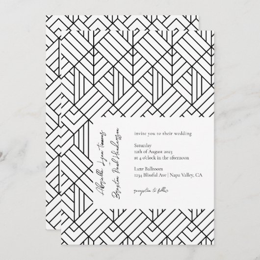 Einladung zur einfachen geometrischen Hochzeit (Vorne/Hinten)