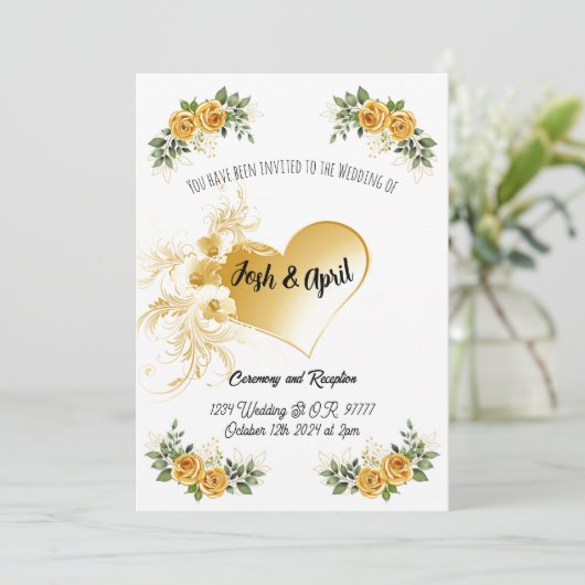 Einladung zur einfachen Goldhochzeit (Stehend Vorderseite)