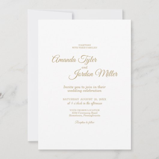 Einladung zur einfachen Goldkalligrafie (Vorderseite)