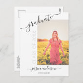 Einladung zur einfachen kalligraphischen Graduieru Postkarte (Vorne/Hinten)