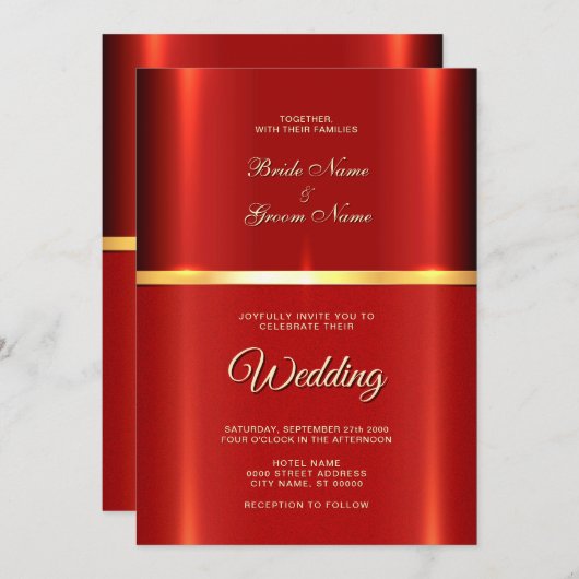 Einladung zur einfachen Roten Hochzeit (Vorne/Hinten)