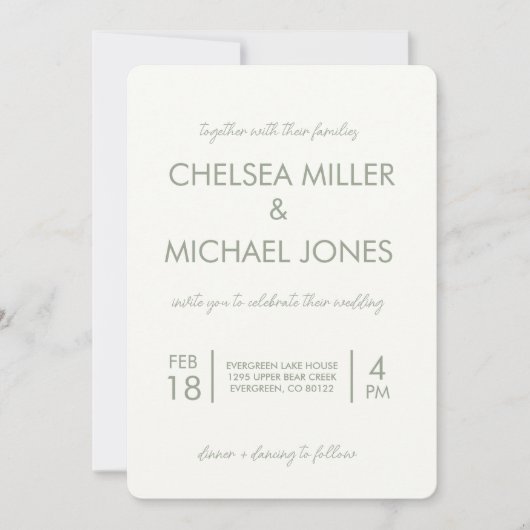 Einladung zur einfachen Texthochzeit (Vorderseite)