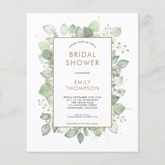 Einladung zur Einladung der Golddusche aus Foliage (Vorderseite)