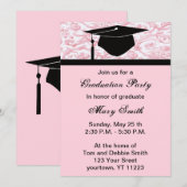 Einladung zur Einladung der Pink-Swirl-Graduierung (Vorne/Hinten)