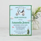 Einladung zur Einladung einer Golf Baby Dusche (Stehend Vorderseite)