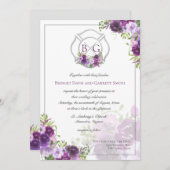 Einladung zur Einladung eines lila Blumenfeuers (Vorne/Hinten)