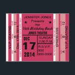 Einladung zur Einladung Postkarte<br><div class="desc">Ticket to Fun Einladung Postcard Grafik Design von Artinspired. Laden Sie Ihre Fans (Gäste) zu einer Veranstaltung ein, an die sie sich mit dieser lustigen Einladung immer erinnern werden. Farbenfrohe Rosa, Schwarz und Weiß-Design sieht aus wie ein Ticket für ein Konzert, ein Spiel oder Ihre besondere Veranstaltung! Ideal für 16...</div>