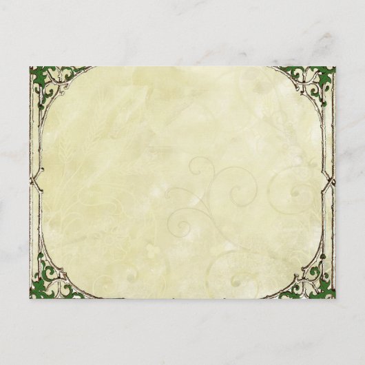 Einladung zur Einladung Vintager Rahmen Pergaments (Rückseite)