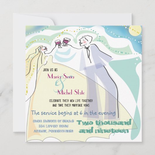 Einladung zur Einladung von Braut & Groom Toasting (Vorderseite)