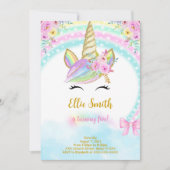 Einladung zur Einladung von Floral Unicorn (Vorderseite)