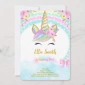 Einladung zur Einladung von Floral Unicorn (Vorderseite)