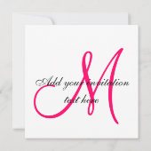 Einladung zur Einladung von Monogram-Namen Fuchsia (Rückseite)