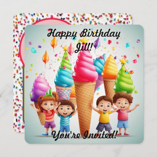 Einladung zur Einladung von personalisiertem Eiscr (Vorne/Hinten)