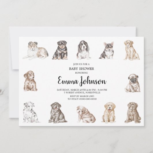 Einladung zur Einladung von Puppy Dog Baby Dusche (Vorderseite)