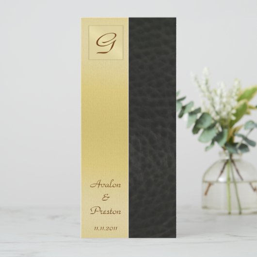 Einladung zur Einladung von Schwarzleder-Monogram- (Stehend Vorderseite)